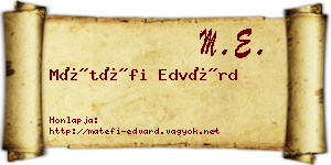 Mátéfi Edvárd névjegykártya
